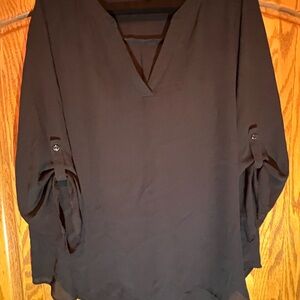 Chaus Dark Grey V-Neck Blouse